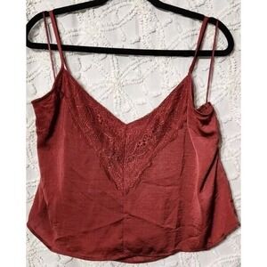 Mi Ami Blouse Womens‎ XL Francescas Camisole Tank Top Lace Trim Burgundy NWT